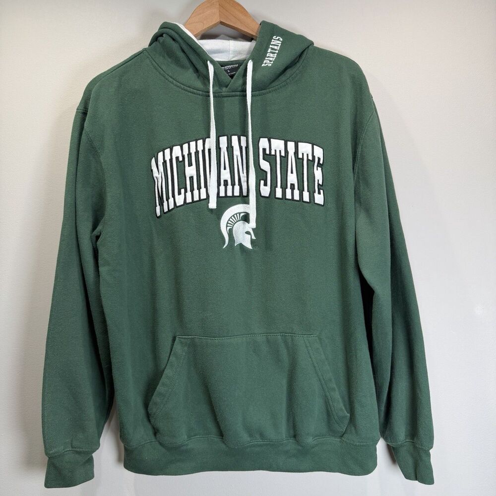 Colosseum Mens Size L Michigan State University Spartans Hoodie Sweatshirt Green